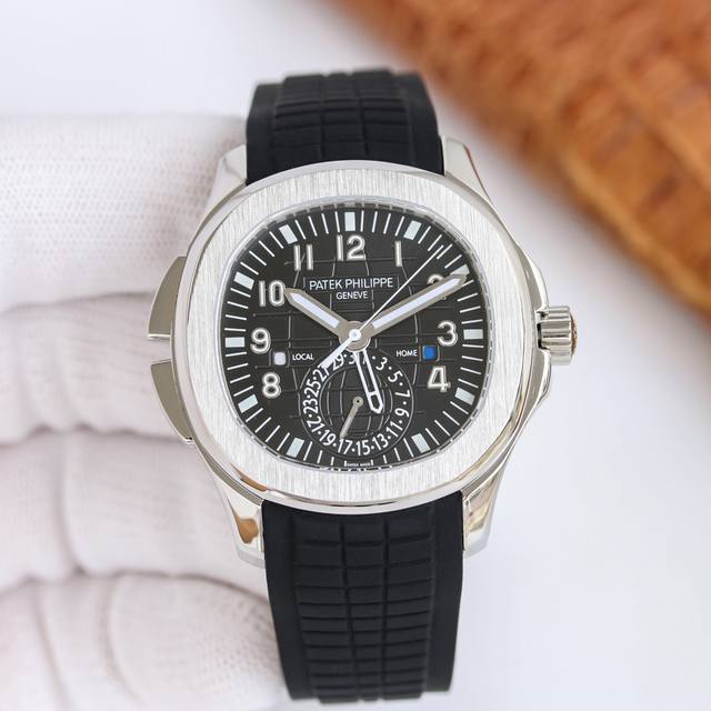 白壳 金 50 百达翡丽Aquanaut系列5164A-001腕表具现代感 国际感的两地时间复杂功能 更符合年轻世代的品味与需求 表壳 40.8MM表径 厚度1