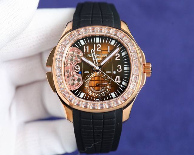 奢华精品 : 白 金玫 钻+100 百达翡丽Aquanaut系列5164A-001腕表具现代感 国际感的两地时间复杂功能 更符合年轻世代的品味与需求 表壳 4