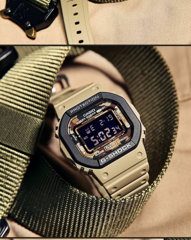 原单正品 卡西欧 G-Shock新款 沙漠迷彩配色 街头军工系列 Dw-5610 方表 Casio卡西欧dw-5610Sus强势登场 传承dw-5610经典方形