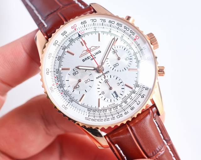 统一价： 百年灵全新航空计时腕表 Navitimer 问世70周年，百年灵以大胆色彩焕新演绎经典腕表。尺寸43Mm，迭代款无疑是地道的航空计时腕表，带有环形飞行